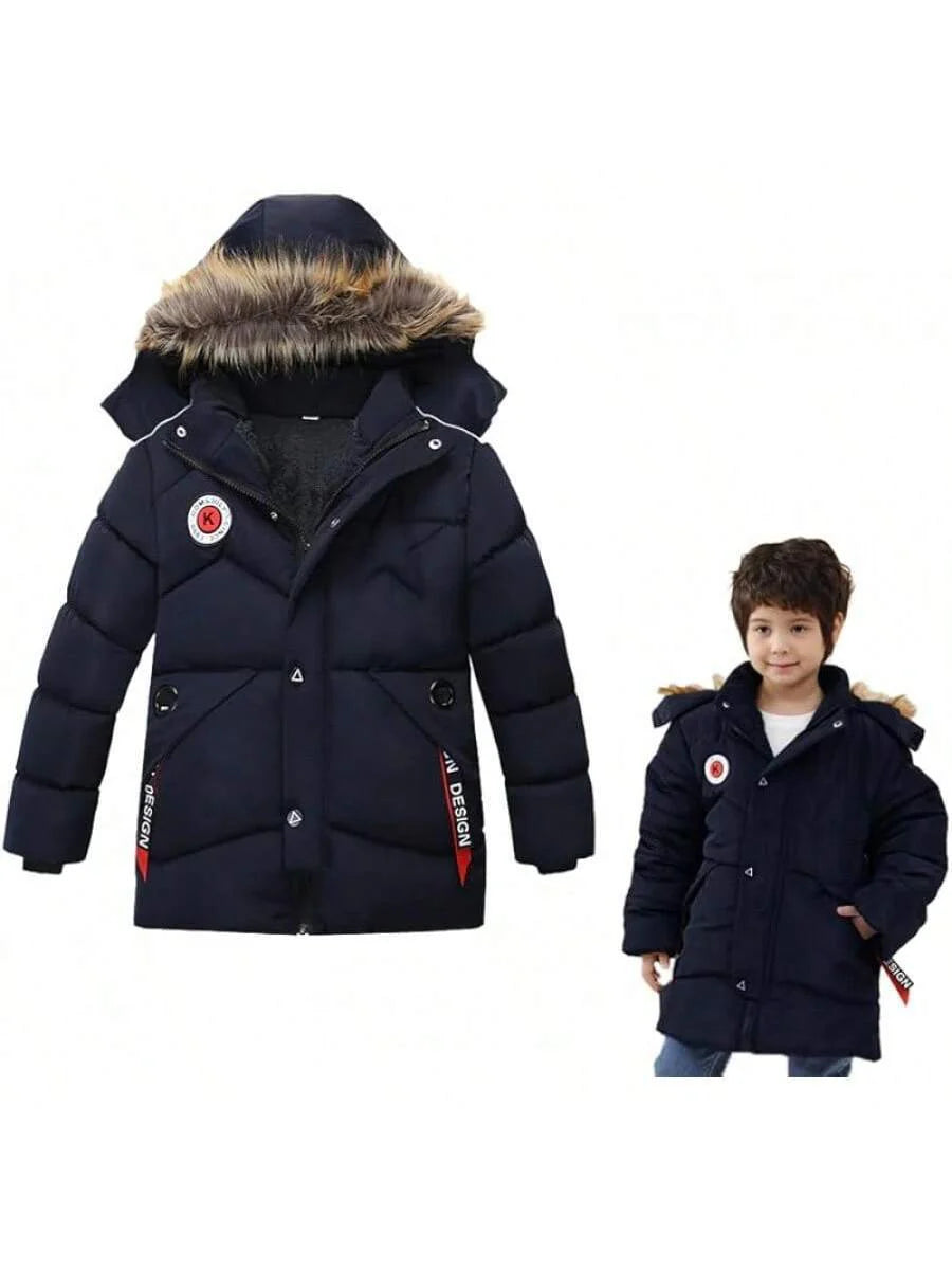 2025 New Model Boys Down Jacket Fur Collar Hood Thick Warm Winter Coat Parka Padded Outerwear 3-6T…
