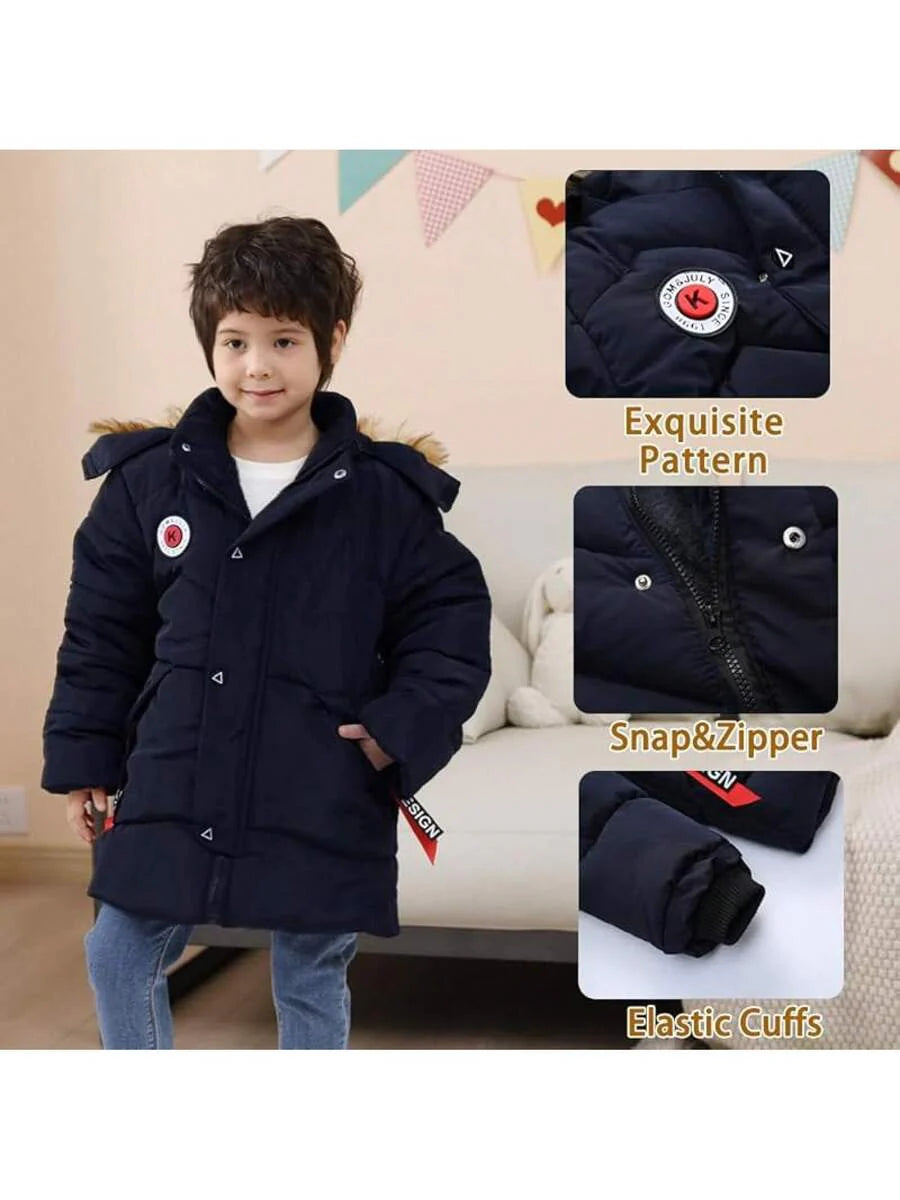 2025 New Model Boys Down Jacket Fur Collar Hood Thick Warm Winter Coat Parka Padded Outerwear 3-6T…