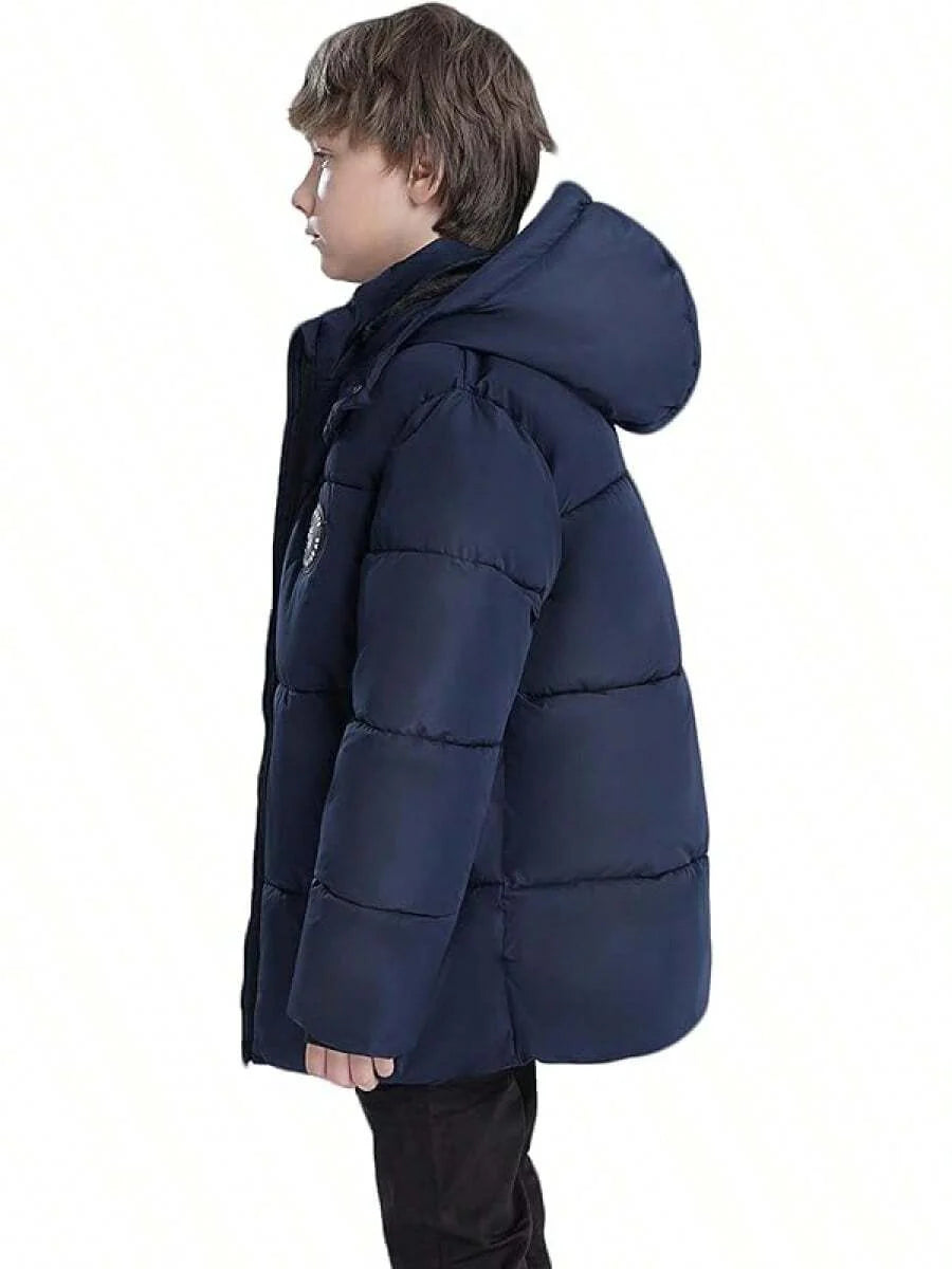 2025 New Model Boys Winter Coat Heavyweight Water-Resistant Windproof Hooded Puffer Jacket For Kids