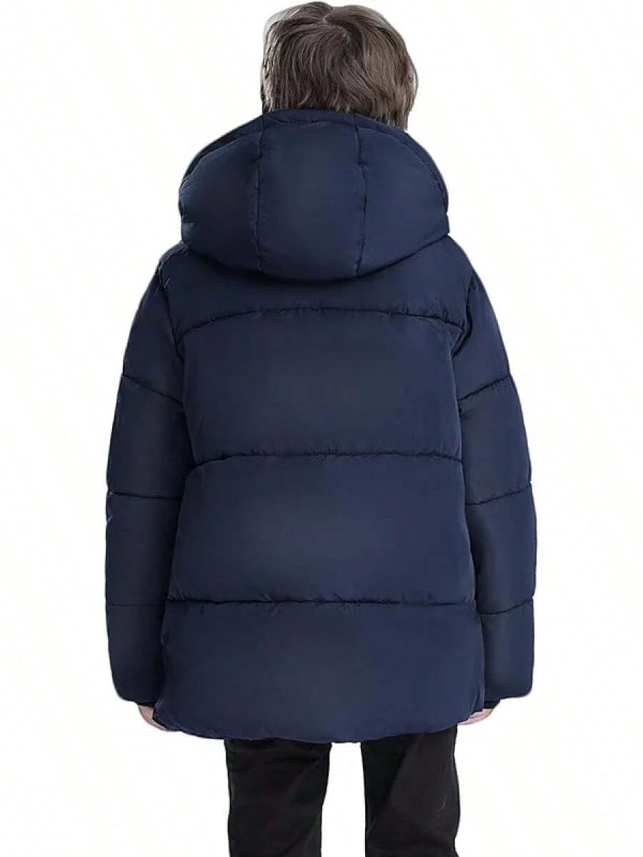 2025 New Model Boys Winter Coat Heavyweight Water-Resistant Windproof Hooded Puffer Jacket For Kids