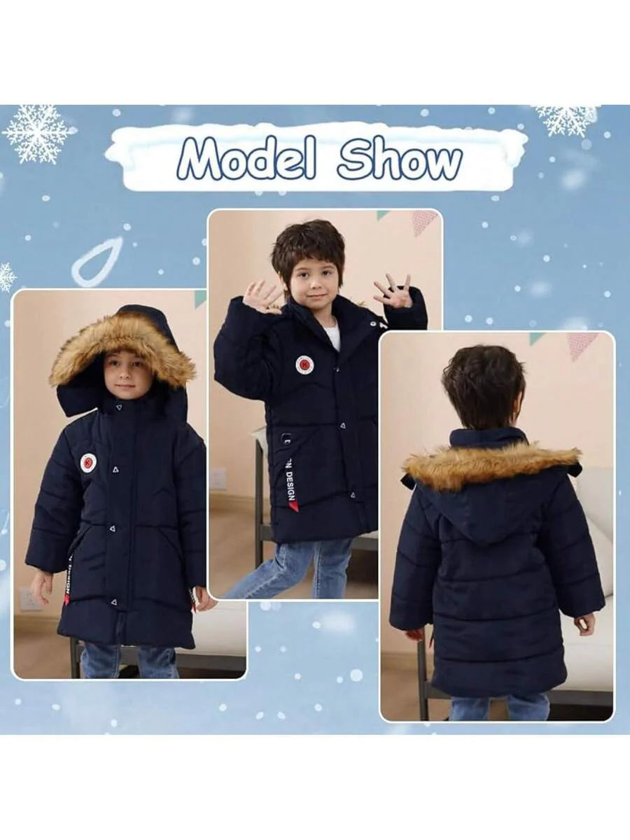 2025 New Model Boys Down Jacket Fur Collar Hood Thick Warm Winter Coat Parka Padded Outerwear 3-6T…