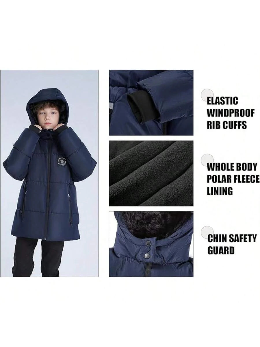 2025 New Model Boys Winter Coat Heavyweight Water-Resistant Windproof Hooded Puffer Jacket For Kids
