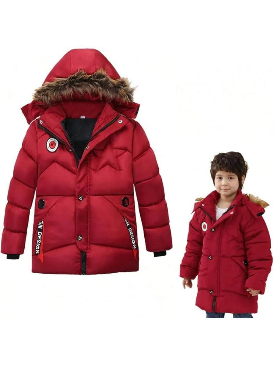 2025 New Model Boys Down Jacket Fur Collar Hood Thick Warm Winter Coat Parka Padded Outerwear 3-6T…
