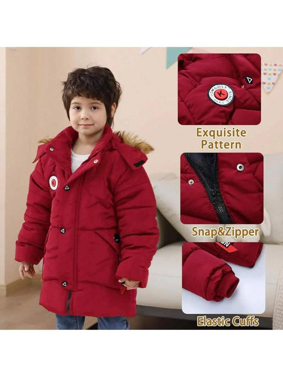 2025 New Model Boys Down Jacket Fur Collar Hood Thick Warm Winter Coat Parka Padded Outerwear 3-6T…