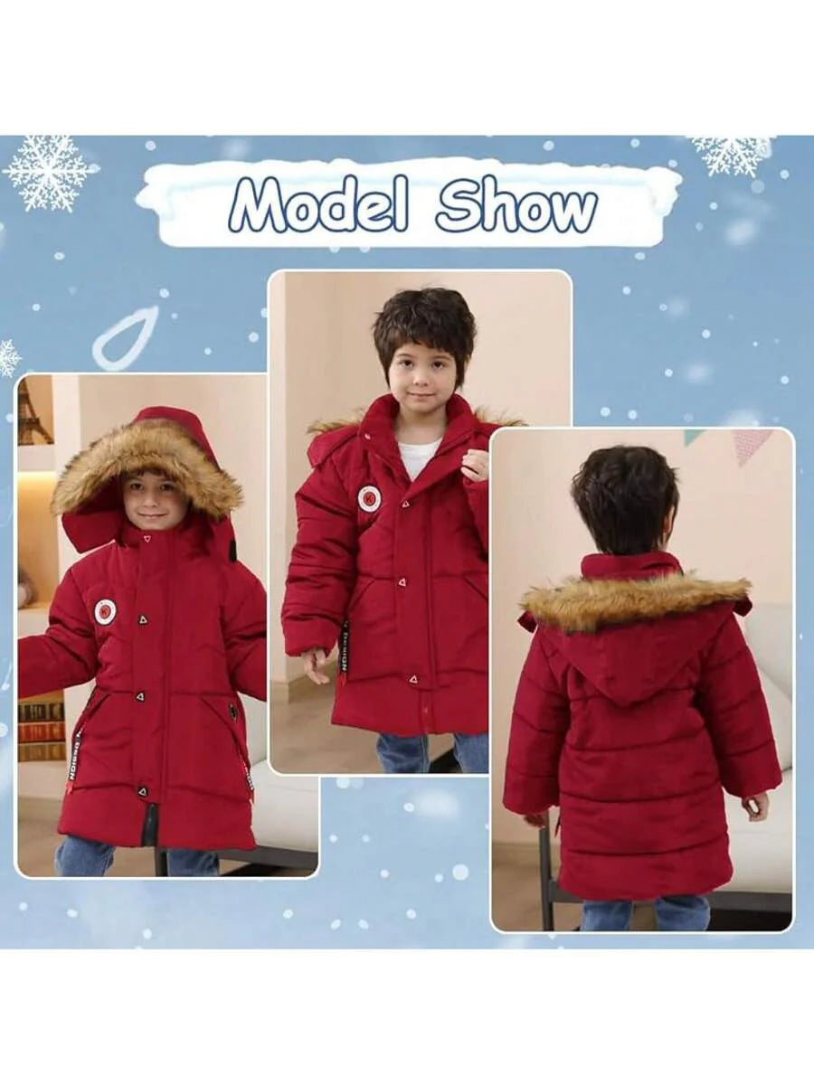 2025 New Model Boys Down Jacket Fur Collar Hood Thick Warm Winter Coat Parka Padded Outerwear 3-6T…