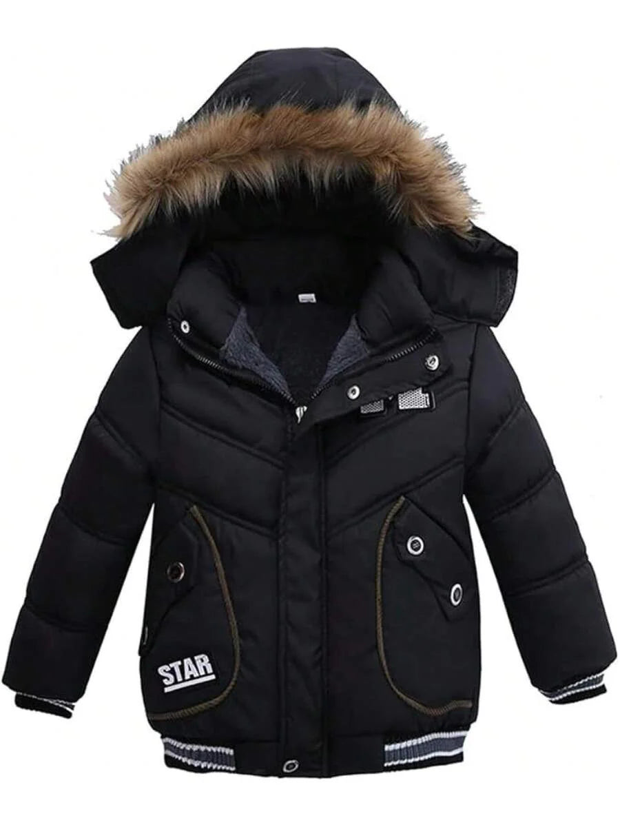 2025 New Model Boys Down Jacket Fur Collar Hood Thick Warm Winter Coat Parka Padded Outerwear 3-6T…