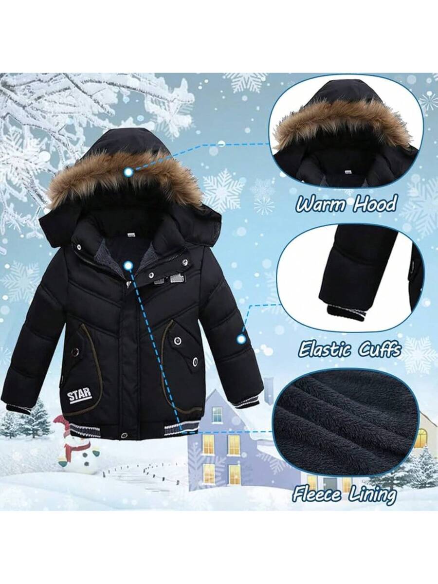 2025 New Model Boys Down Jacket Fur Collar Hood Thick Warm Winter Coat Parka Padded Outerwear 3-6T…