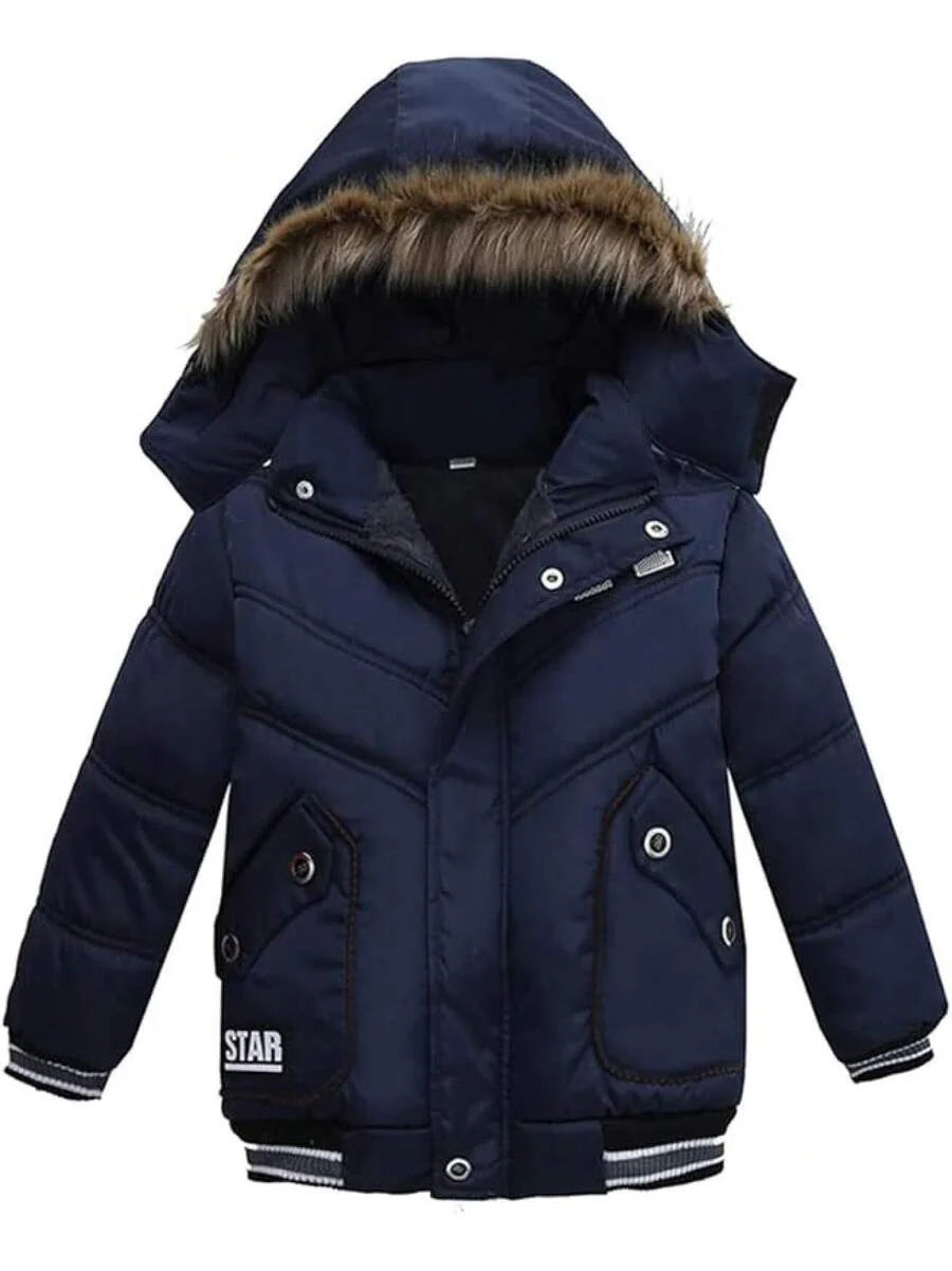2025 New Model Boys Down Jacket Fur Collar Hood Thick Warm Winter Coat Parka Padded Outerwear 3-6T…