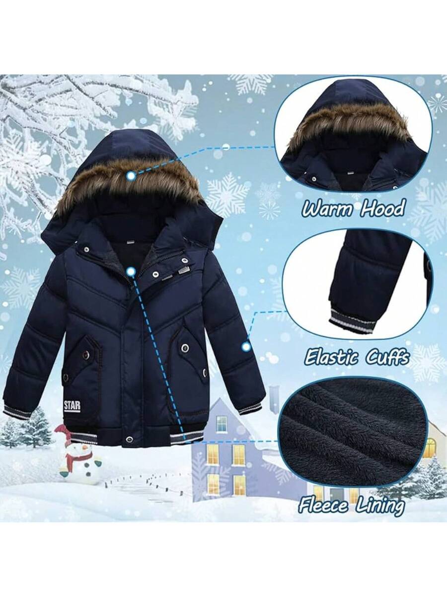 2025 New Model Boys Down Jacket Fur Collar Hood Thick Warm Winter Coat Parka Padded Outerwear 3-6T…