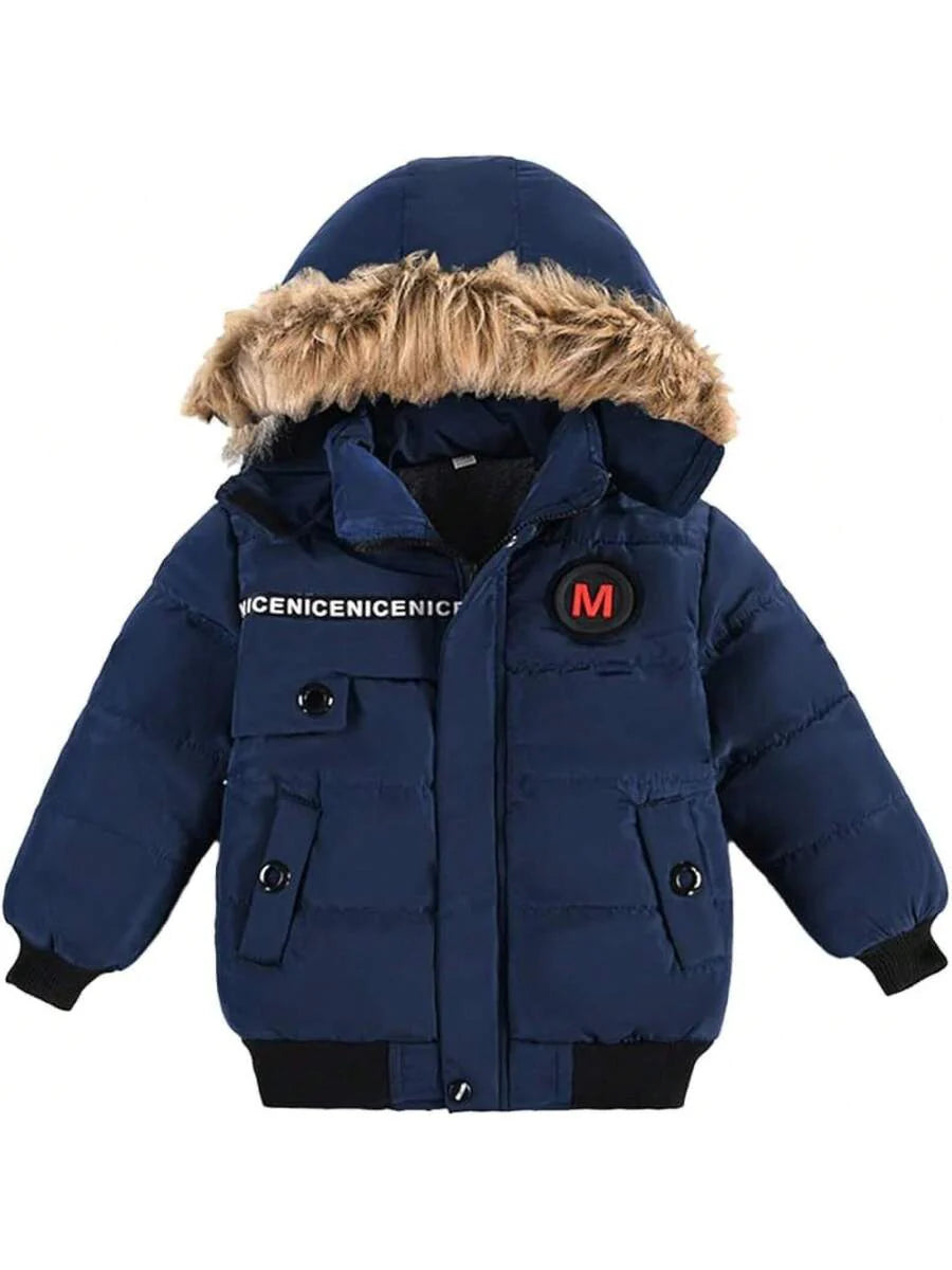 2025 New Model Boys Down Jacket Fur Collar Hood Thick Warm Winter Coat Parka Padded Outerwear 3-6T…