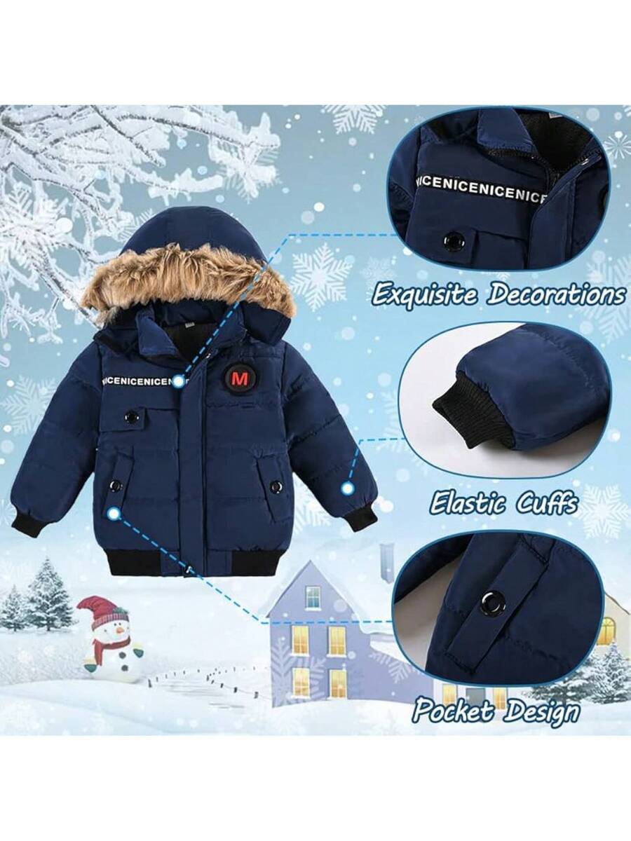 2025 New Model Boys Down Jacket Fur Collar Hood Thick Warm Winter Coat Parka Padded Outerwear 3-6T…