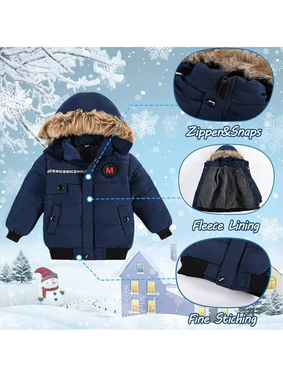 2025 New Model Boys Down Jacket Fur Collar Hood Thick Warm Winter Coat Parka Padded Outerwear 3-6T…