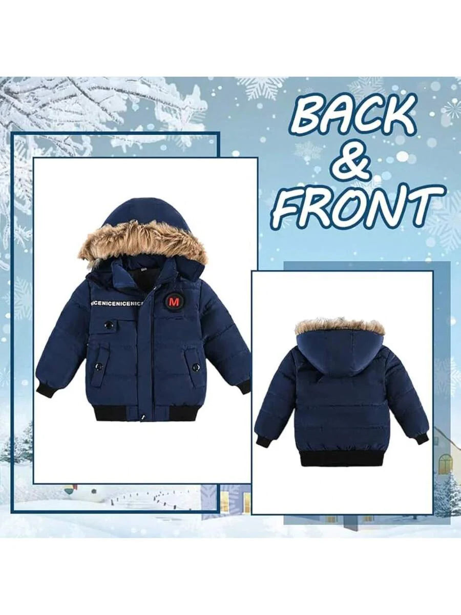 2025 New Model Boys Down Jacket Fur Collar Hood Thick Warm Winter Coat Parka Padded Outerwear 3-6T…