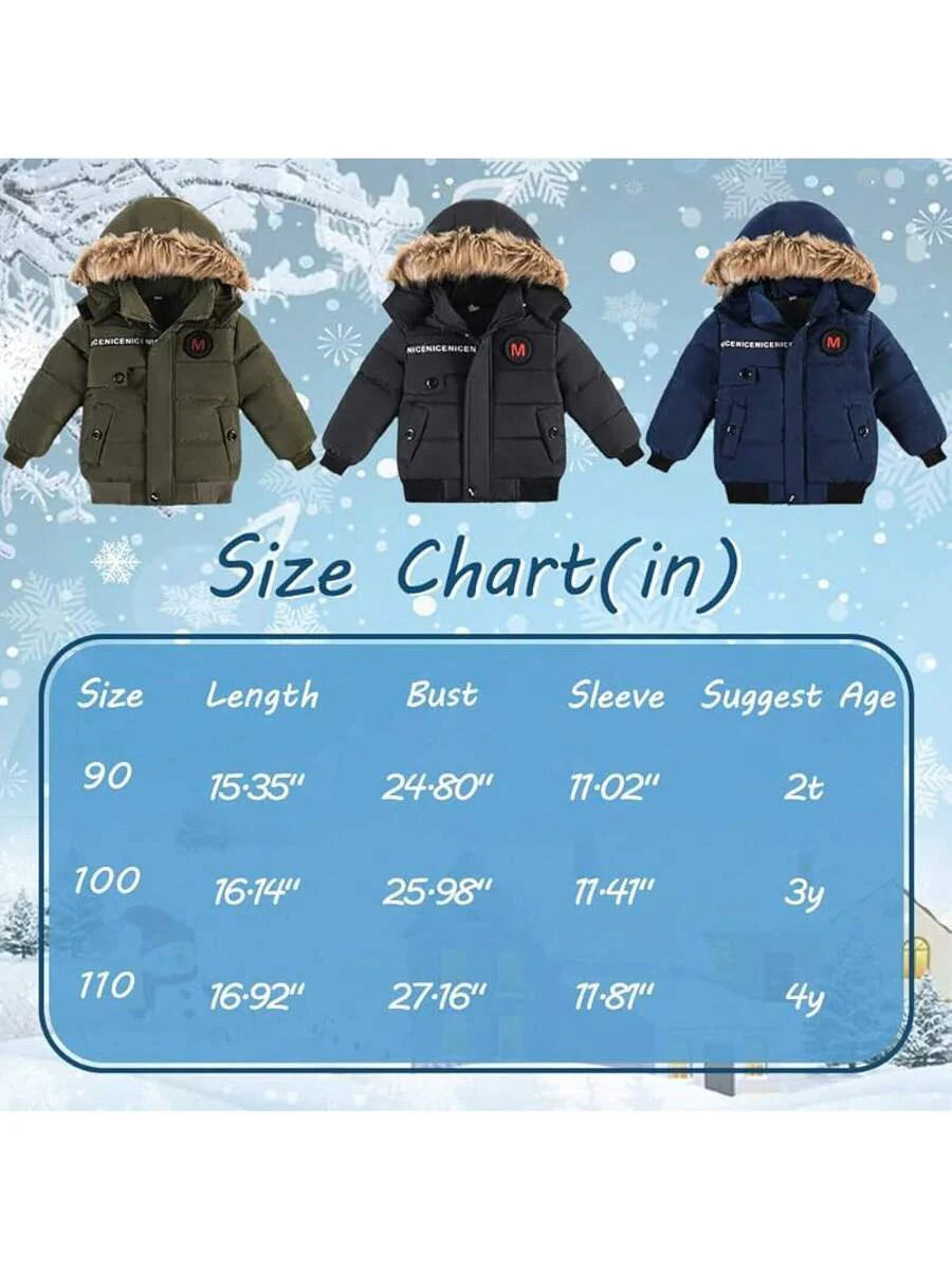 2025 New Model Boys Down Jacket Fur Collar Hood Thick Warm Winter Coat Parka Padded Outerwear 3-6T…