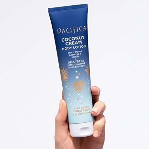 Pacifica Coconut Cream Body Lotion – Moisturizing Coconut & Vanilla Body Cream w/Aloe, Vitamin E & Chamomile for Soft Skin, Soothing Hydration for Dry Skin Lightweight Non-Greasy Vegan & Cruelty-Free