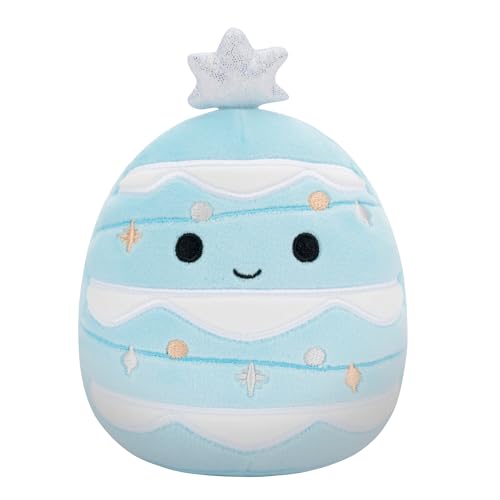 Squishmallows Original 5-Inch Holiday 4-Pack – Ethel Hot Chocolate, Floyd French Fries, Keiko Blue Christmas Tree, Ricardo Peppermint Bat – Official Jazwares Plush (Little)