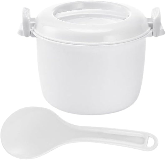 PRETYZOOM Microwave Rice Cooker with Spoon - Large Capacity Microwavable Rice Cooker Steamer Portable Lunch Box for Home Office Dormitory