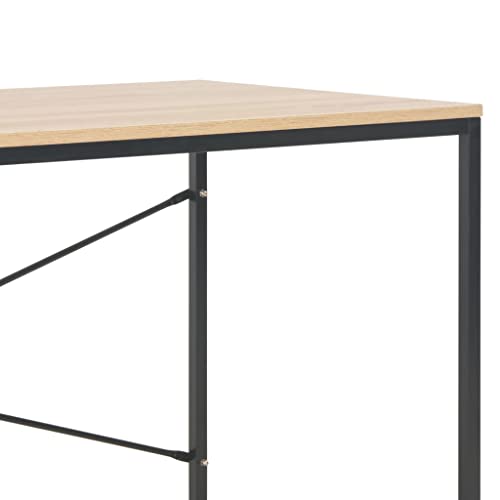 HETFTJN Industrial Computer Desk 47.2" Black and Oak Engineered Wood & Metal Writing Table Compact Design for Home Office Gaming Small Spaces