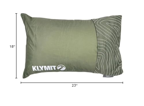 Klymit Drift Camping Pillow, Shredded Memory Foam Travel Pillow with Reversible Cover for Outdoor Use, Green, Regular