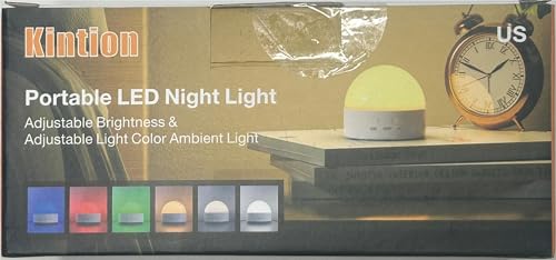 Kintion Night Light, Dimmable 8 Color Portable LED Night Light, 1800mAh Rechargeable Nursery Light Lamp, Soft Eye Caring Warm White, White, Red, Blue, Green Color Lighting for Sleep Aid (White, 2pcs)