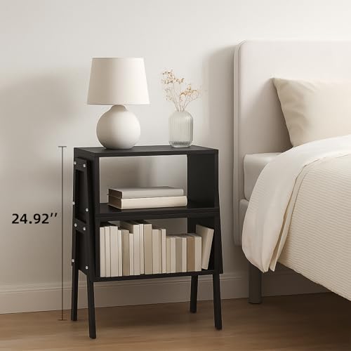 Night Stands for Bedrooms Set of 2, Modern Side Table with Storage, Wood Nightstand, Small End Bedside Table with Legs for Living Room, Bedroom and Office