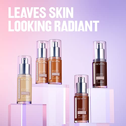Revlon Illuminance Skin-Caring Liquid Foundation, Hyaluronic Acid, Hydrating and Nourishing Formula with Medium Coverage, 517 Amber, 1 fl oz