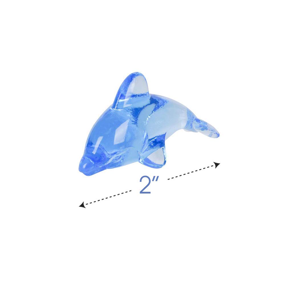 ArtCreativity Acrylic Dolphin Cake & Cupcake Toppers, Set of 24, Mini 2 Inch Dolphin Figurines, Decorations for Sea, Nautical, Mermaid, & Baby Shower Parties, Fun Party Favors, Goodie Bag Fillers
