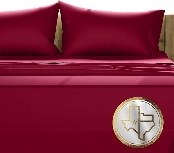 TEXAS LINEN CO. Luxury Egyptian Cotton Split Sheet Set - 1000 Thread Count 5 PC Cotton Sheets for Adjustable Bed, Soft, Cooling Extra Long Staple Sateen Sheets - Fits Upto 18” Deep Pocket (Burgundy)