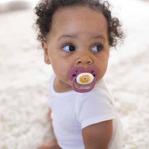 Dr. Brown's Advantage Baby Pacifier, Fully Symmetrical Soother with Soft Silicone Bulb, Lavender Love, 0-6m, BPA Free, 2 Pack