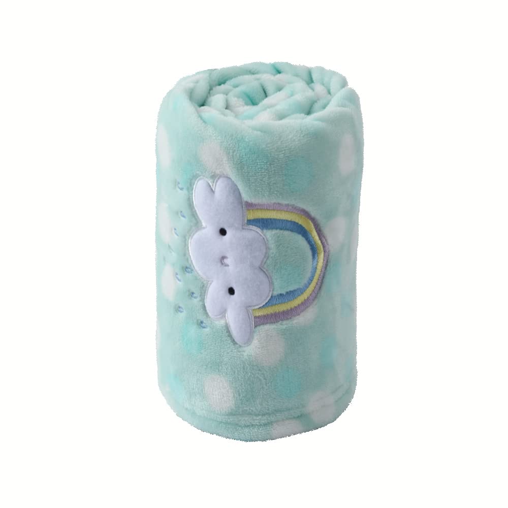 CREVENT 30"X40" Lightweight Fuzzy Fluffy Warm Plush Baby Blanket for Infant Toddler Newborn Unisex Crib Cot Stroller - Green Rainbow Unisex
