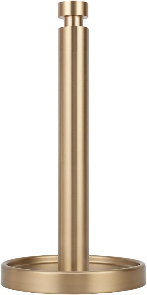 Ivilon Countertop Paper Towel Stand - Steady and Easy Tear - Fits All Paper Towel Rolls - Warm Gold