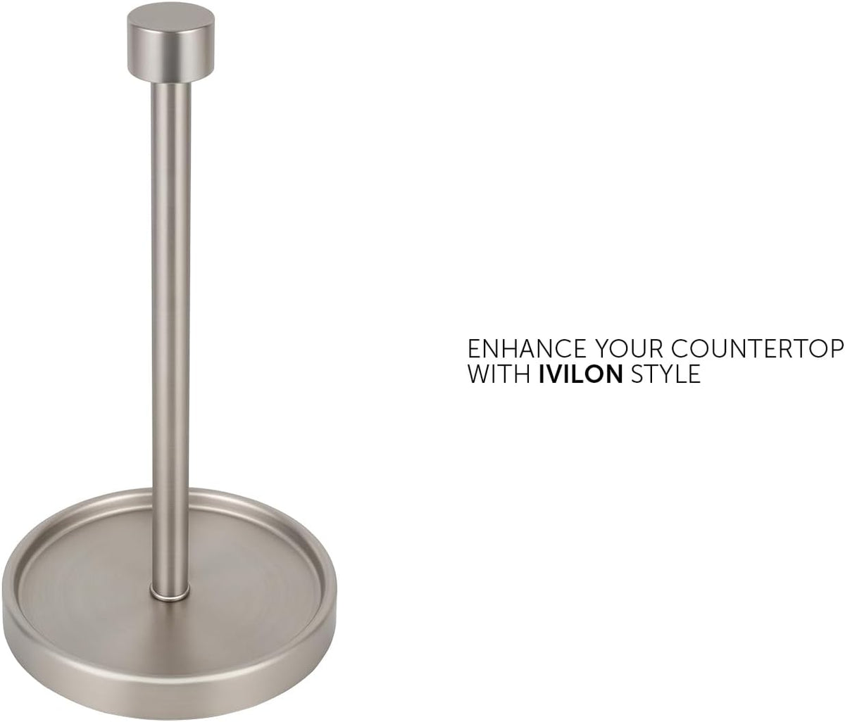 Ivilon Countertop Paper Towel Holder - Modern End Cap Minimalist Design - Color Brushed Nickel
