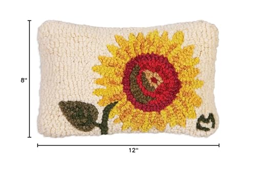 Chandler 4 Corners Artist-Designed Bright Sunflower Hand-Hooked Wool Decorative Throw Pillow - Flower Themed Pillow for Couches & Beds - Easy Care & Low Maintenance Floral, Garden Pillow
