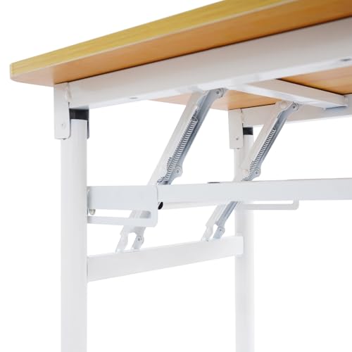 LUOSHALIYA Foldable Computer Desk, Writing Desk Folding Table Gaming Office Writing Work Desk, for Home Office, Study, Bedroom, Metal Frame, No Assembly (Wood)