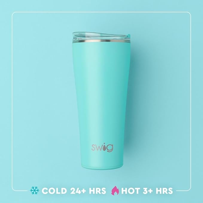 Swig Life 32oz Insulated Tumbler, Travel Coffee Tumbler with Lid, Cup Holder Friendly Travel Coffee Mug, Stainless Steel, 32 oz, Reusable Insulated Mug with Lid (Santa's Scrubs)