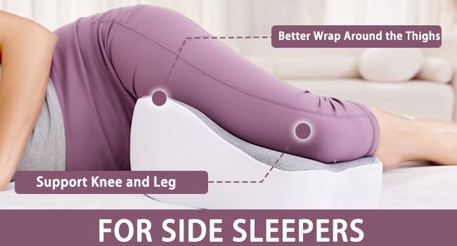 GESTONE Knee Pillow for Side Sleepers,Knee Leg Pillow for Side Sleeping,Back Knee Sciatica Pain Relief Side Sleeping Pillow,Smooth Spine Alignment Pillow
