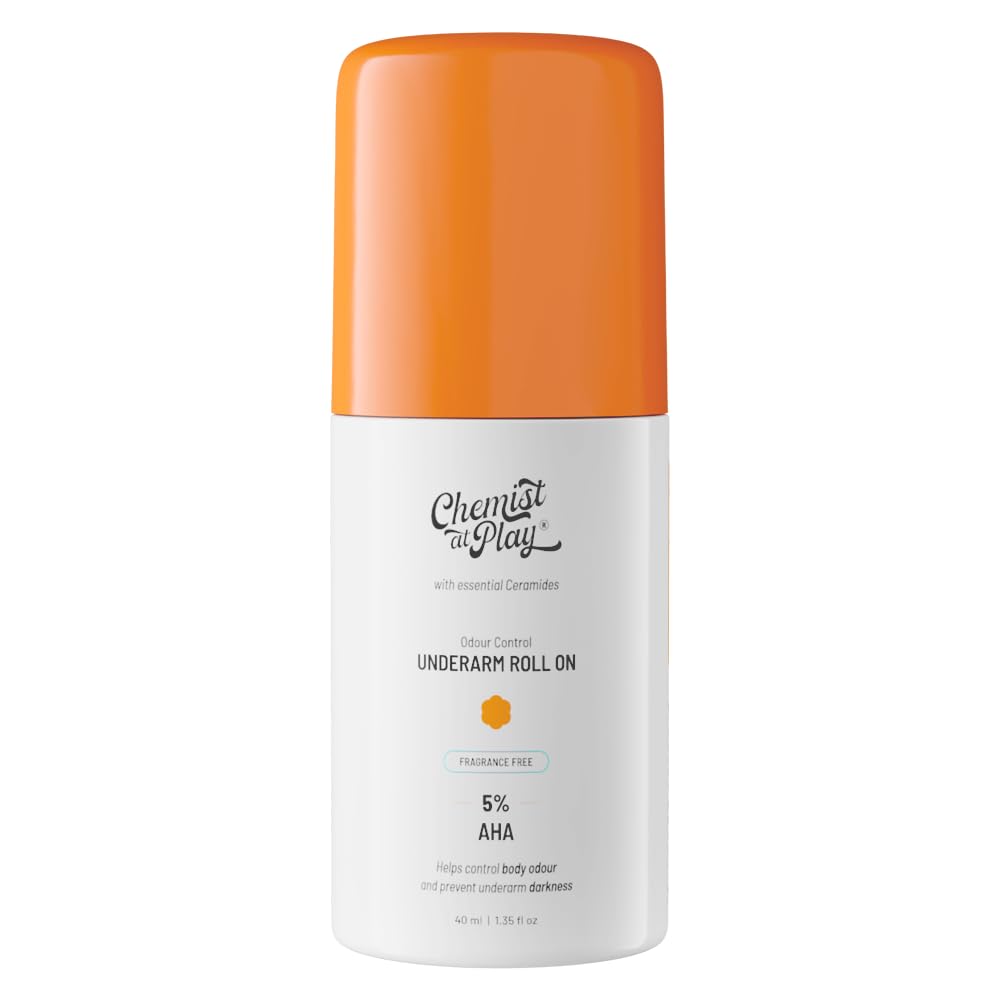 UnderArm Roll-On with 5% AHA| Lactic & Mandelic Acid|Prevents Odour, Brightens Skin & Exfoliates Underarm | For Sensitive Skin | Fragrance-Free | Alcohol & Aluminium Free | 1.35 fl oz