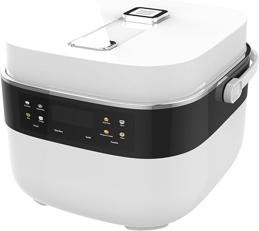 3L Smart Rice Cooker, 6-Cup Uncooked, Fuzzy Logic, Stainless steel spherical inner pot with non-stick ceramic glaze coating, Keep Warm, White