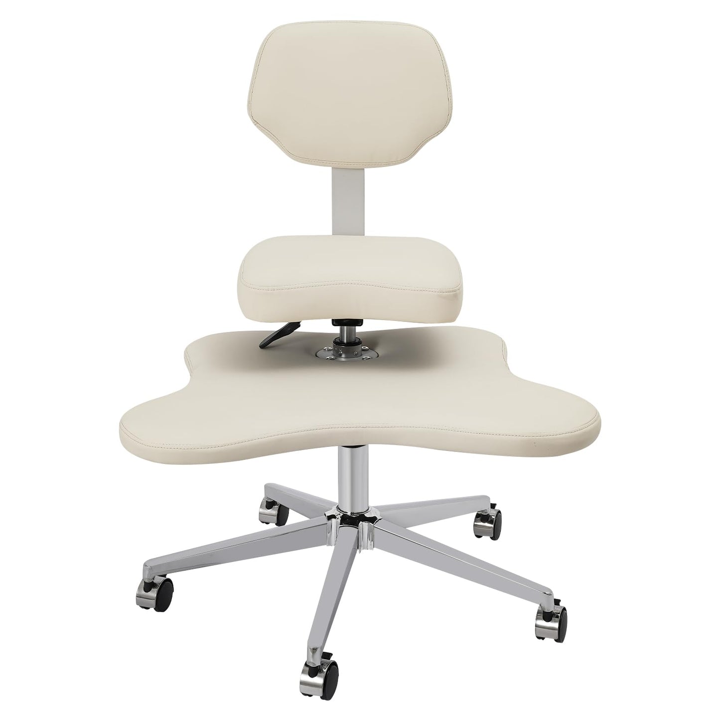 LuYuLTONG Cross Legged Office Chair with Wheels, Criss Cross Desk Home Meditation Chair with Adjustable Height, Yoga Kneeling Chair with Lumbar Support for Home Office(White)