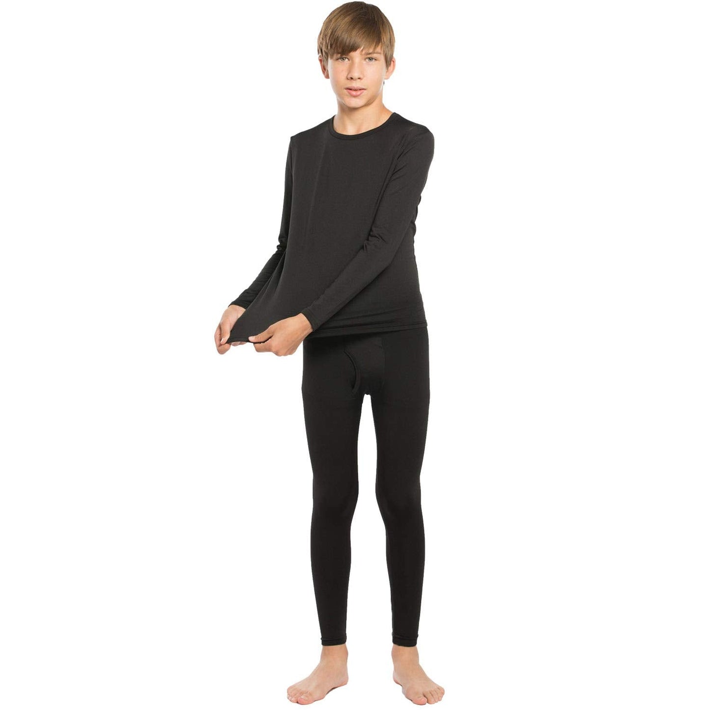 ViCherub Thermal Underwear Set for Boys Long Johns Fleece Lined Kids Base Layer Thermals Sets Boy Black S