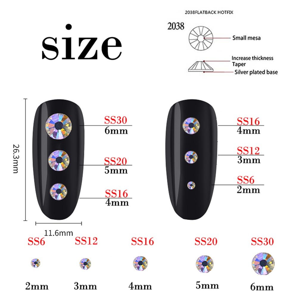 3000 Pieces SS6 2mm Flatback Rhinestones Clear Glass Round Gems Crystals for Nail Art DIY Crafts Clothes Shoes Bags （Olive Green）