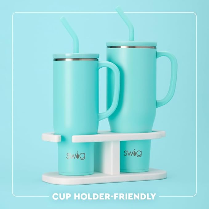 Swig Life 40oz Mega Mug, 40 oz Tumbler with Handle and Straw, Cup Holder Friendly, Dishwasher Safe, Extra Large Insulated Tumbler, Stainless Steel (Garden Party)