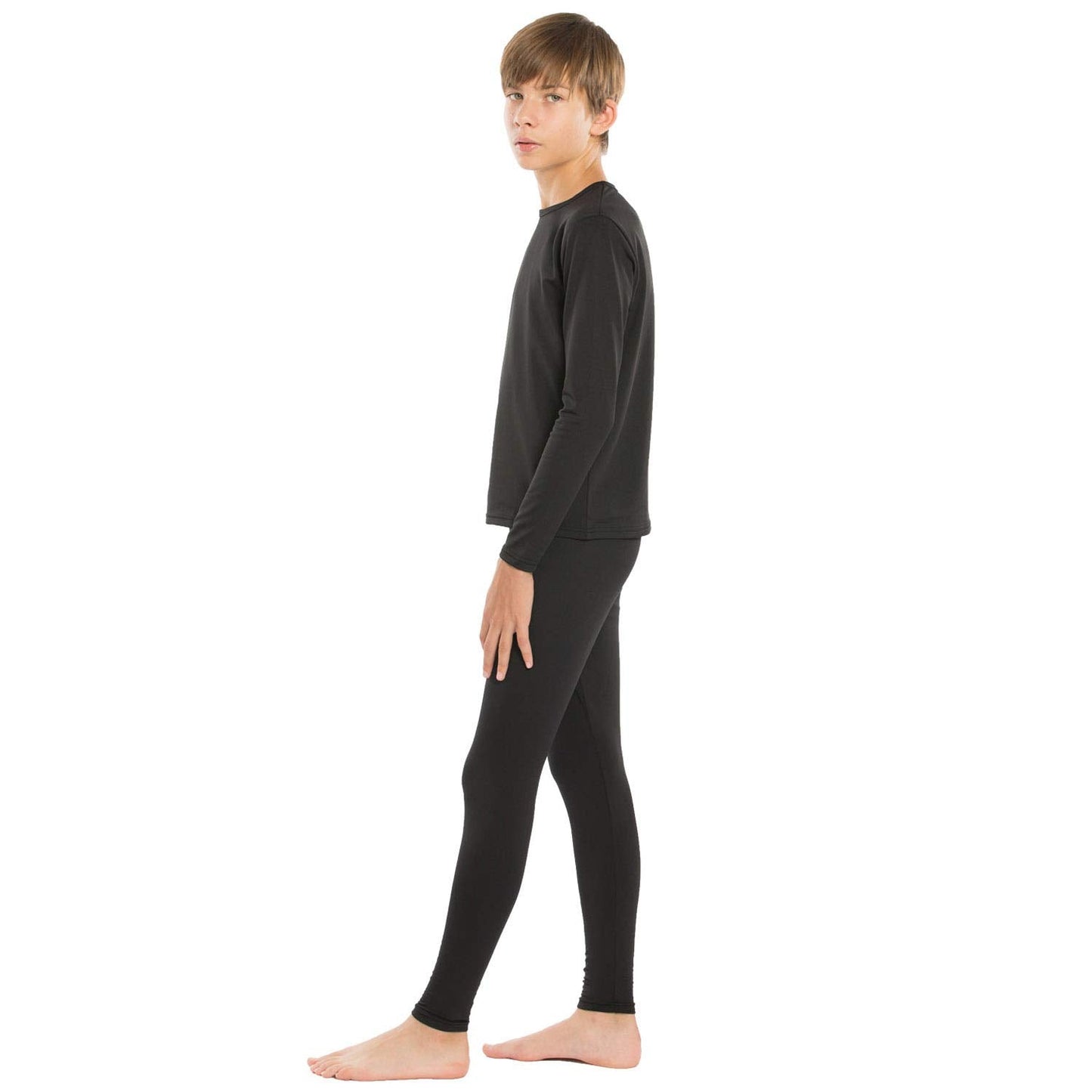 ViCherub Thermal Underwear Set for Boys Long Johns Fleece Lined Kids Base Layer Thermals Sets Boy Black S