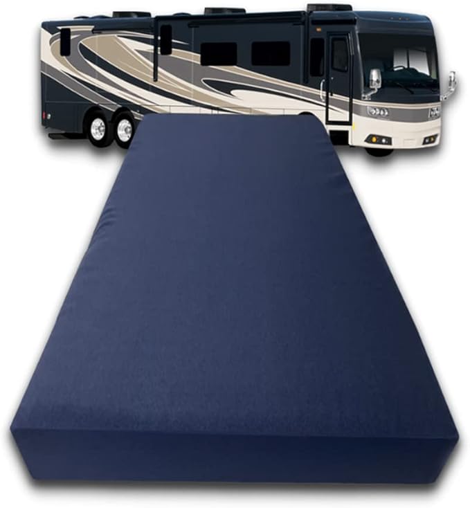 FoamRush 6-Inch Bunk (35" x 79") High Density Foam RV Mattress Replacement with Canvas Navy Cover, Medium Firm, Made in USA, Camper Trailer, Removable Water-Resistant Outdoor/Indoor Cover w Zip