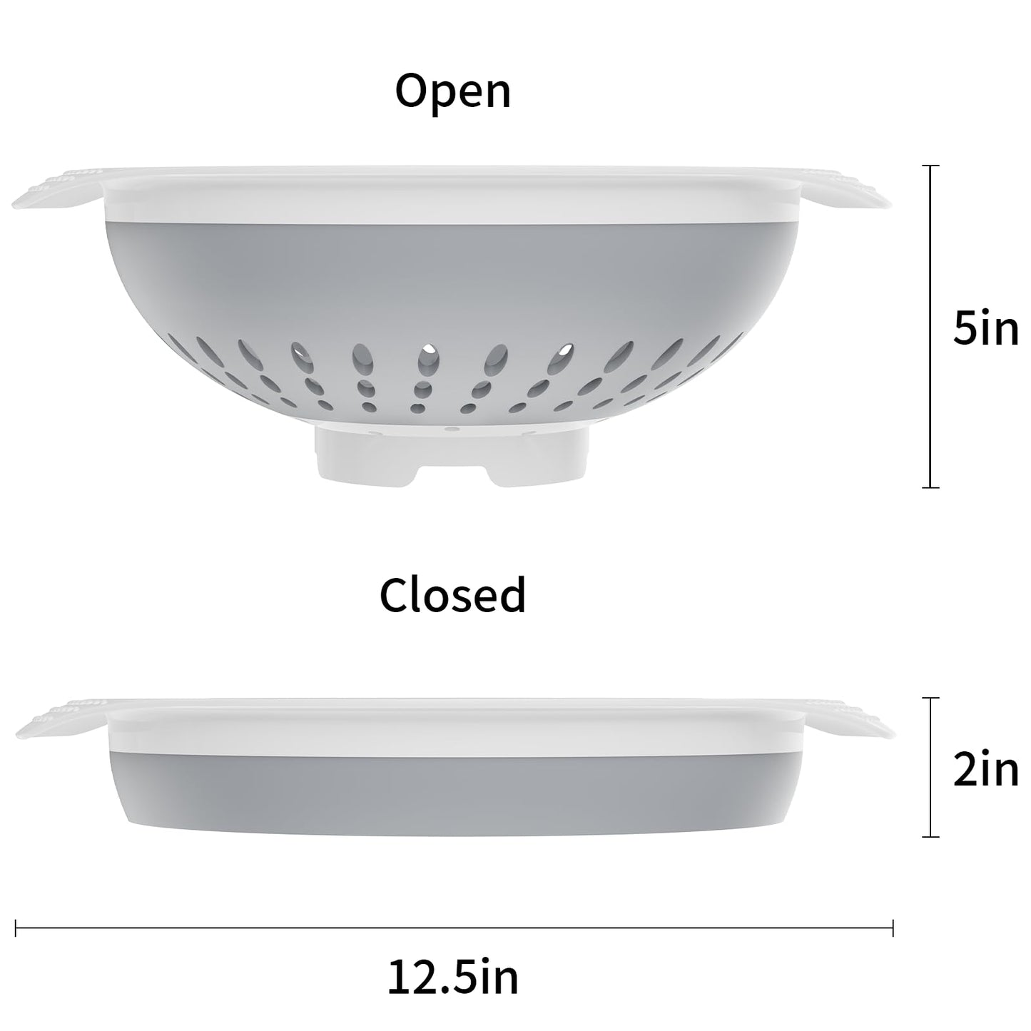 Collapsible Colander Strainer, 5 Quart Silicone Kitchen Drainer for Pasta, Veggies, Fruits, Space Saving Foldable Design, Dishwasher Safe, RV & Camping Essential, New Home Must-Have