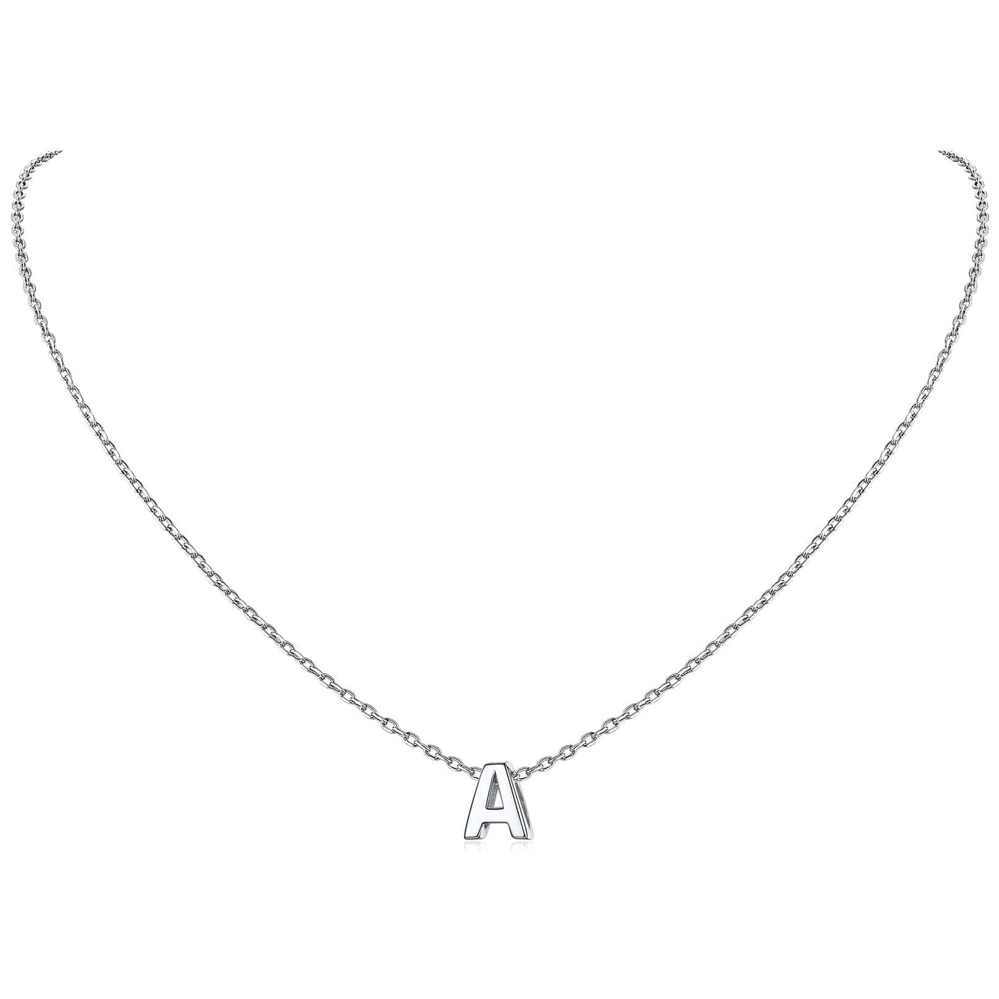 925 Sterling Silver Necklace Small Dainty Initial Pendant Necklace Personalized Name Pendant Necklace Tiny Alphabet Charm Letter A Necklace Hypoallergenic Necklaces for Girls