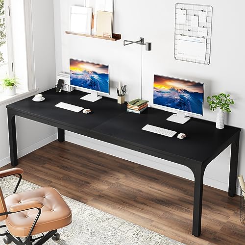 LITTLE TREE 78.7 Inches Extra Long Two Person Office Desk,Double Workstation for Home Office,Black