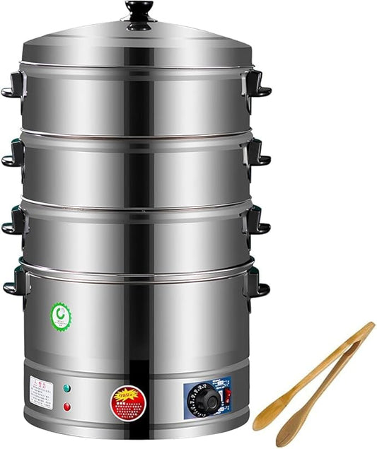 Electric Food Steamer, 3-Tier Stainless Steel, Thermostatically Controlled for Automatic Heating, Ideal for Healthy Cooking and Breakfast,52