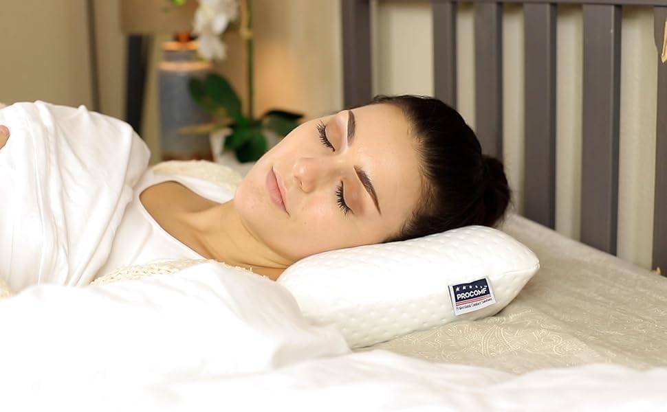 VISCO LOVE Travel & Camping Pillow - Comfortable Memory Foam Travel Small Pillow - Backpacking Pillow Easy to Carry Portable Bag Ideal for Airplane & Car Travel Pillows (White)