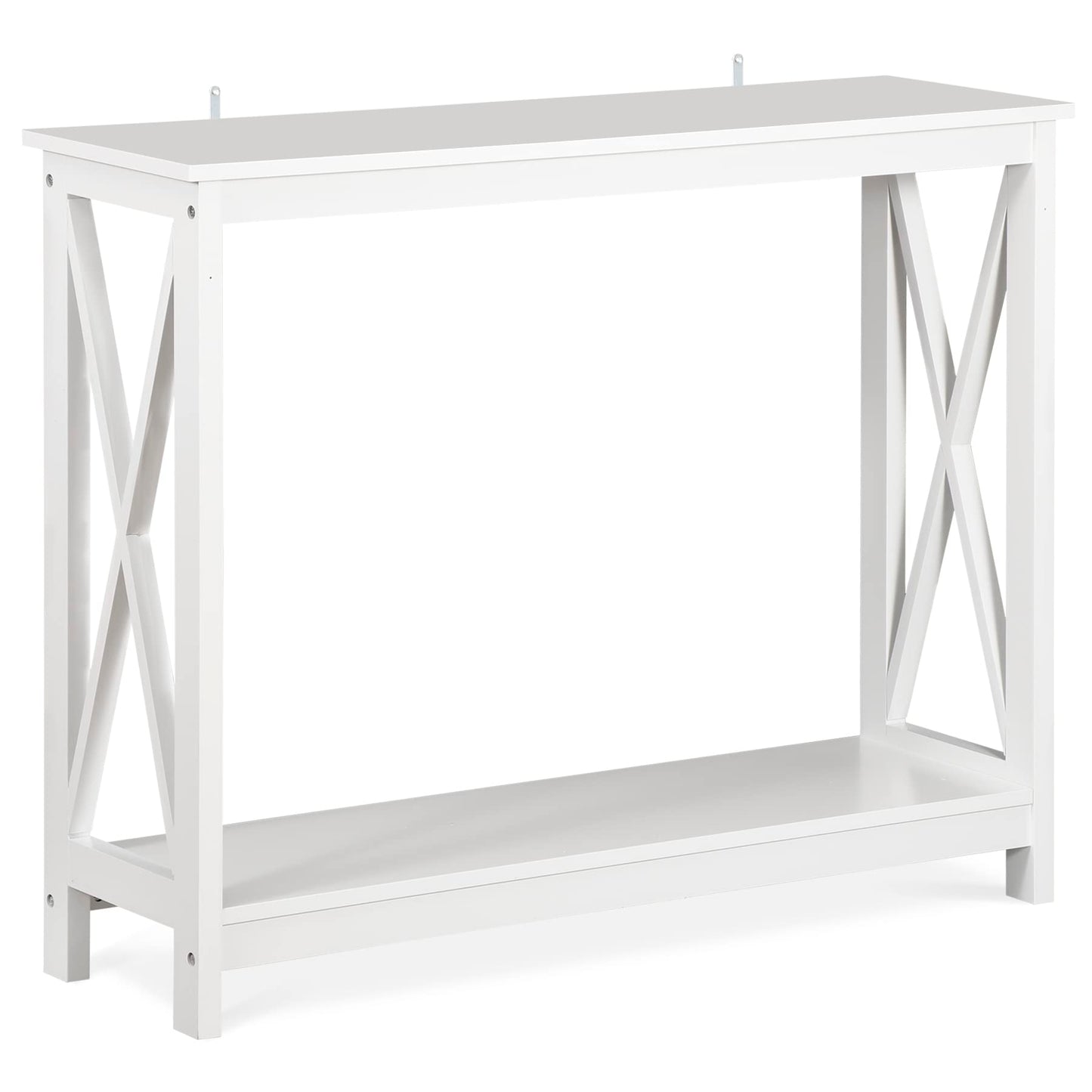 ZENY Console Table, Entryway Table, Narrow Sofa Table with 2-Tier Shelves, Entrance Table for Living Room, Entryway, Hallway, Foyer (White)